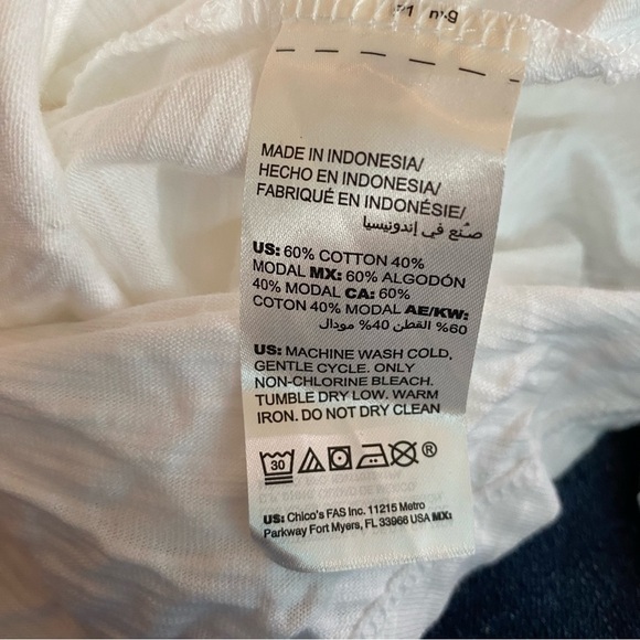 Chico’s Cotton-Blend Slub Drop-Shoulder Tunic White 0 - Picture 6 of 7